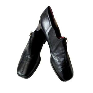 Vintage Donald J Pliner Black Leather Zip-Up Ankle Boots Size 9.5 M Italy